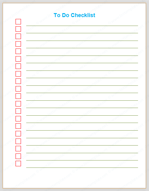 To Do Checklist (Plain Format)