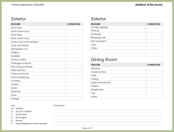 Home Inspection Checklist Sheet Page 04