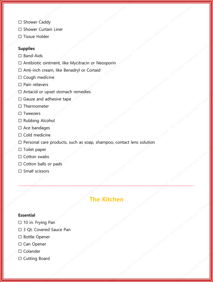 New Apartment Checklist Template Page 03