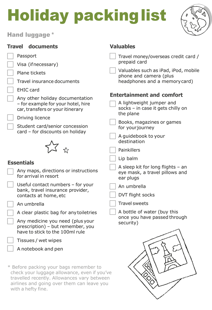 Vacation Packing List Template