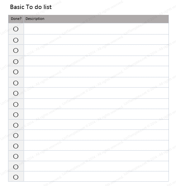 Daily to do list template