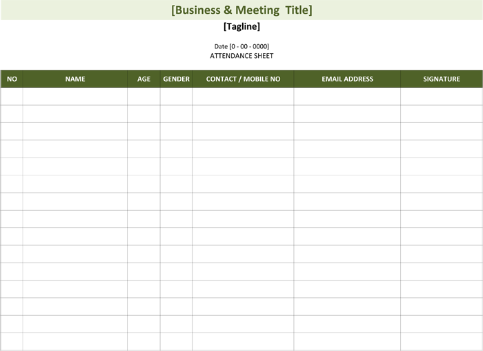 Meeting Attendance List Template for Excel®