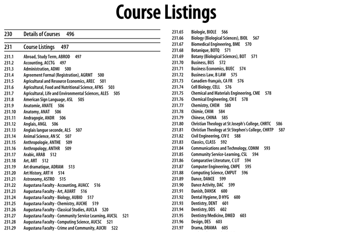 Course List Template