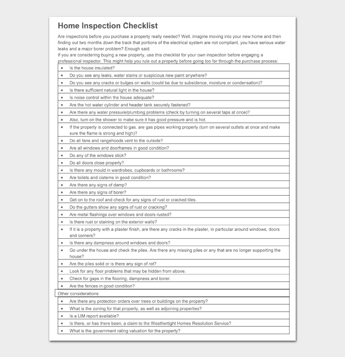 17 Free Home Inspection Checklists