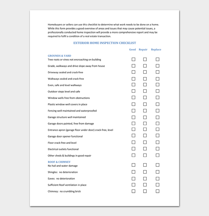 17+ Free Home Inspection Checklists Word, Excel, PDF