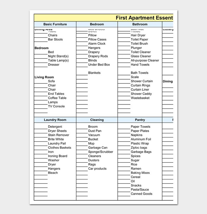 First Apartment Checklist