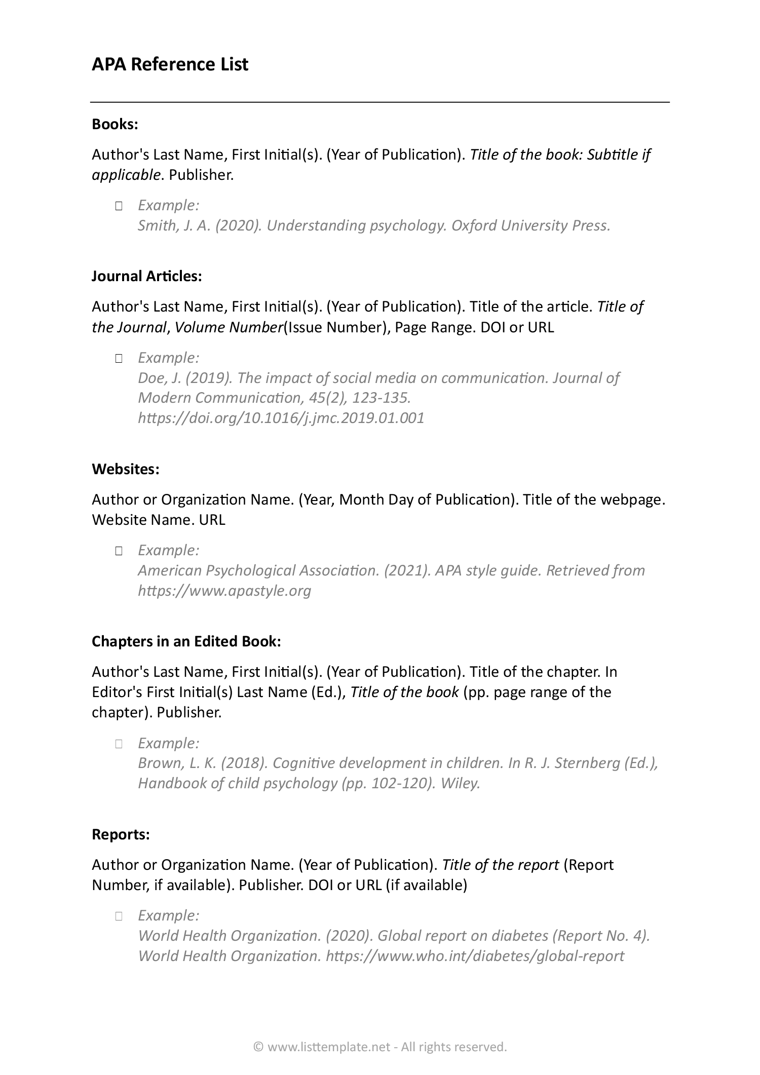 APA Reference List