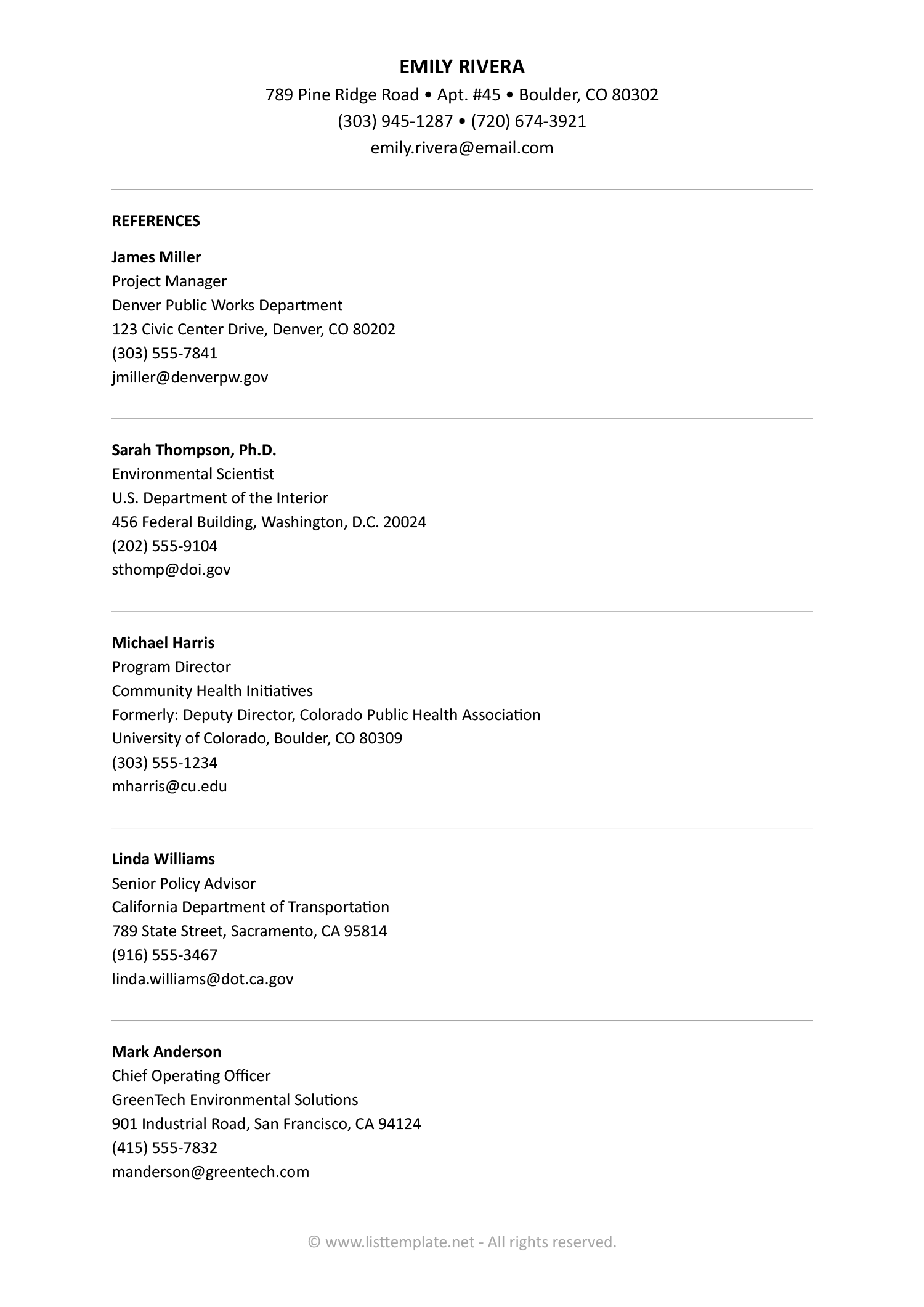 Reference List Example