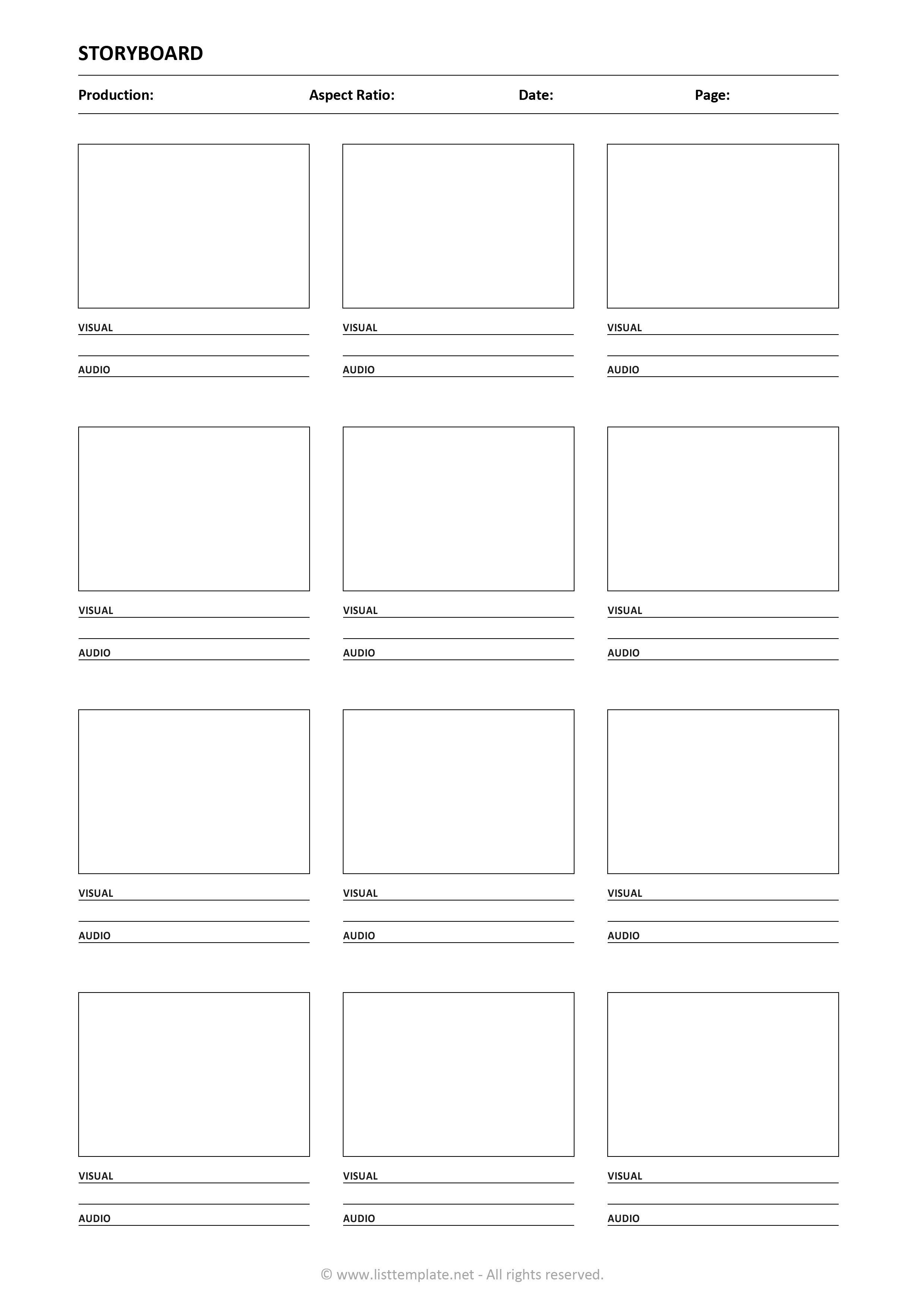 Storyboard and Shot List Template - Page 01