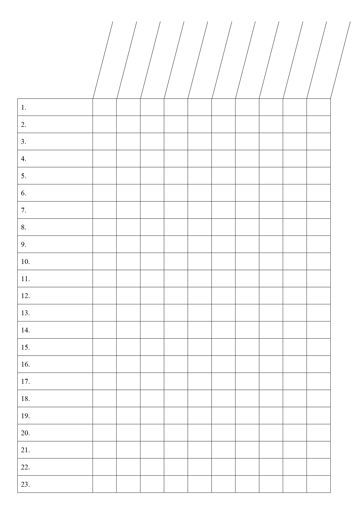 Blank Class Roster