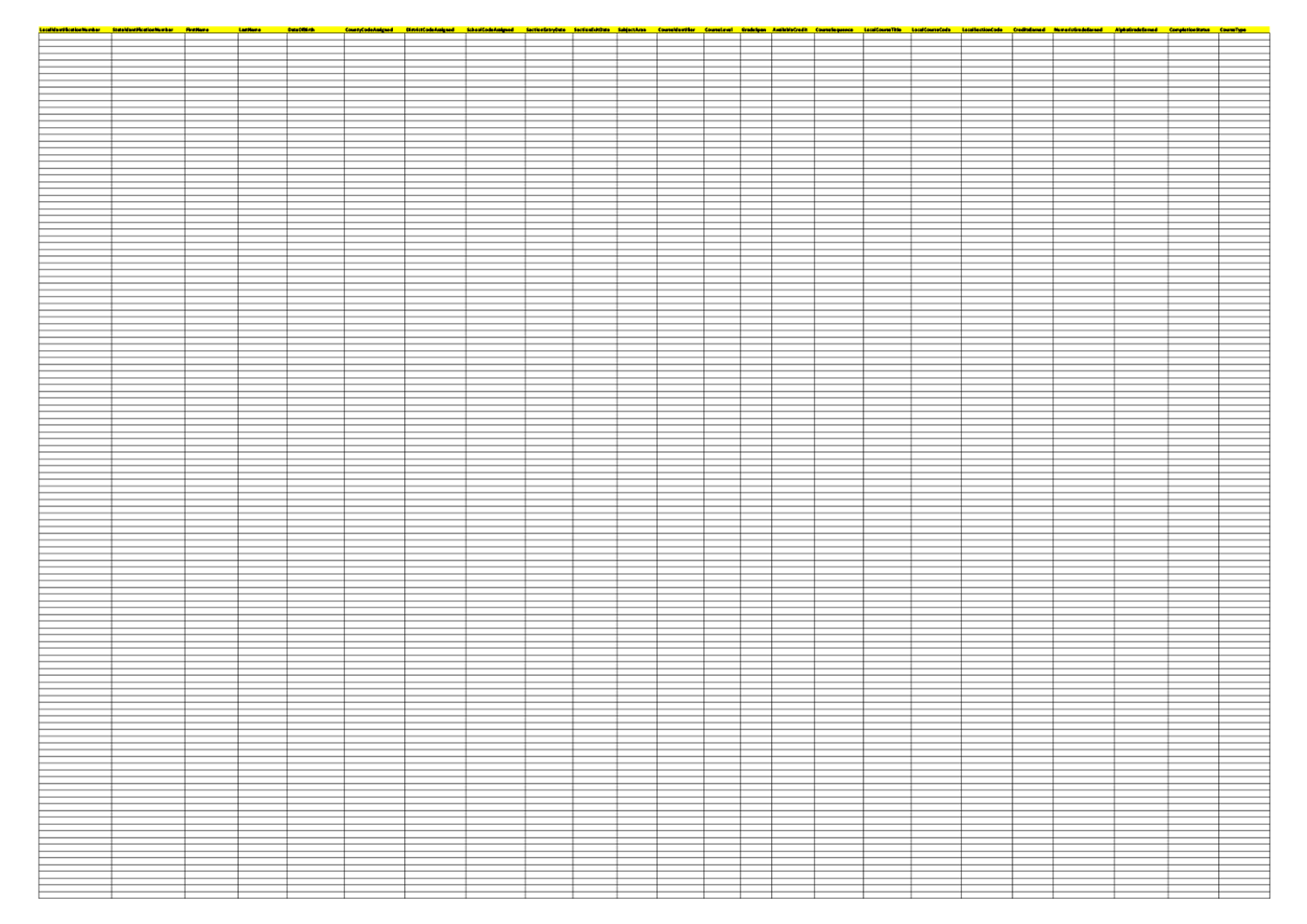 Comprehensive Class Roster - Excel