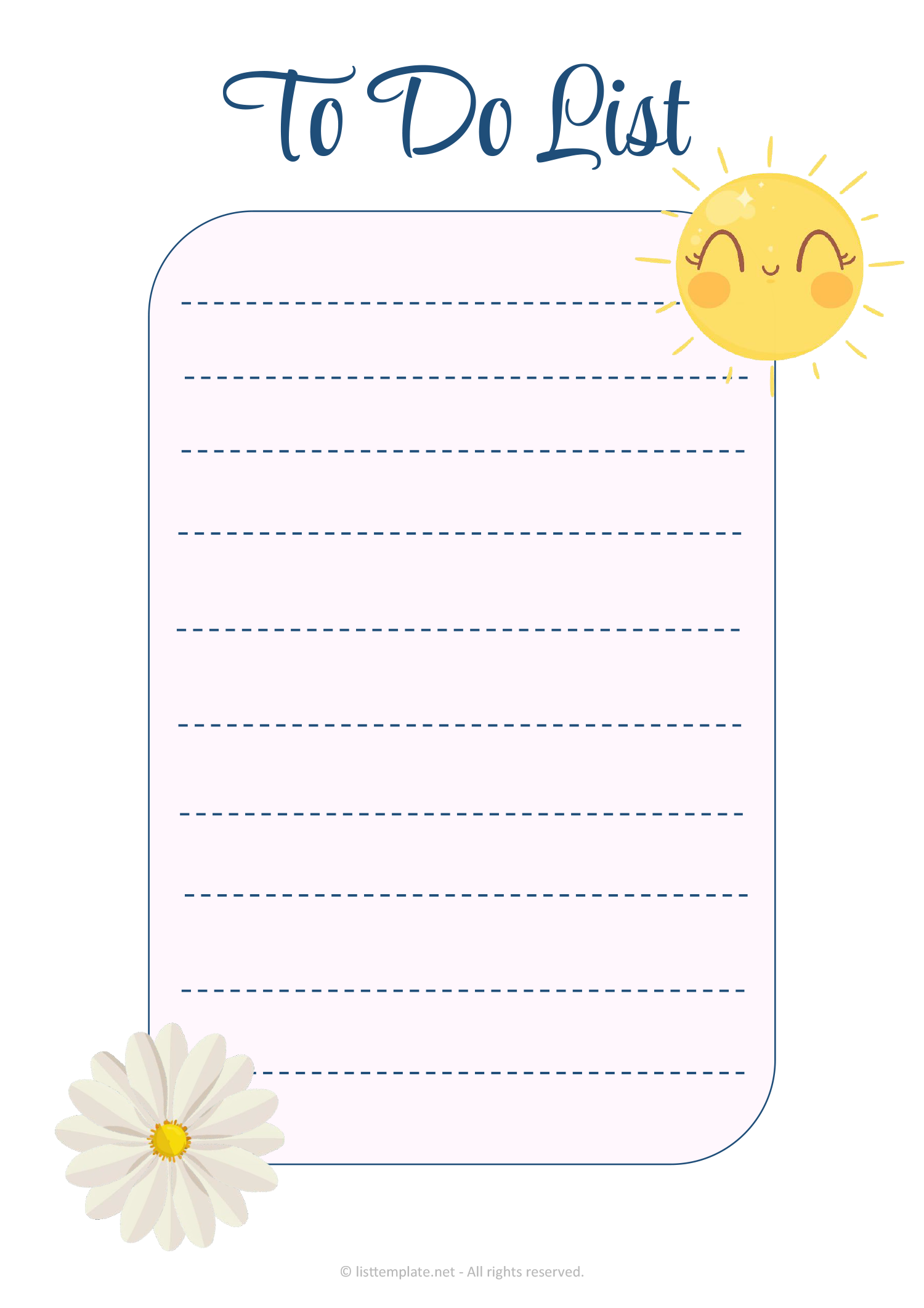 Cute Minimal Daily To Do List Template - Word