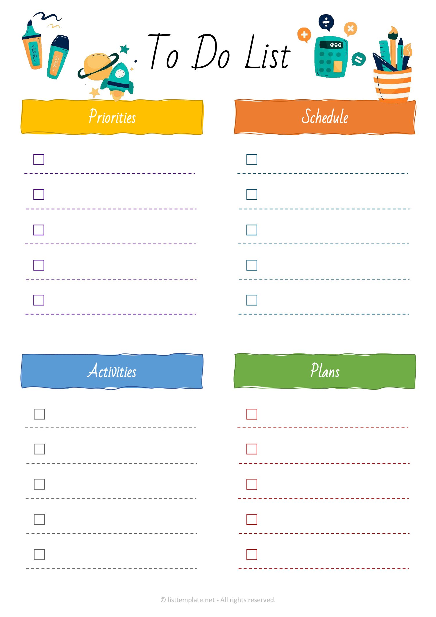 Minimal School To Do List Template - Word
