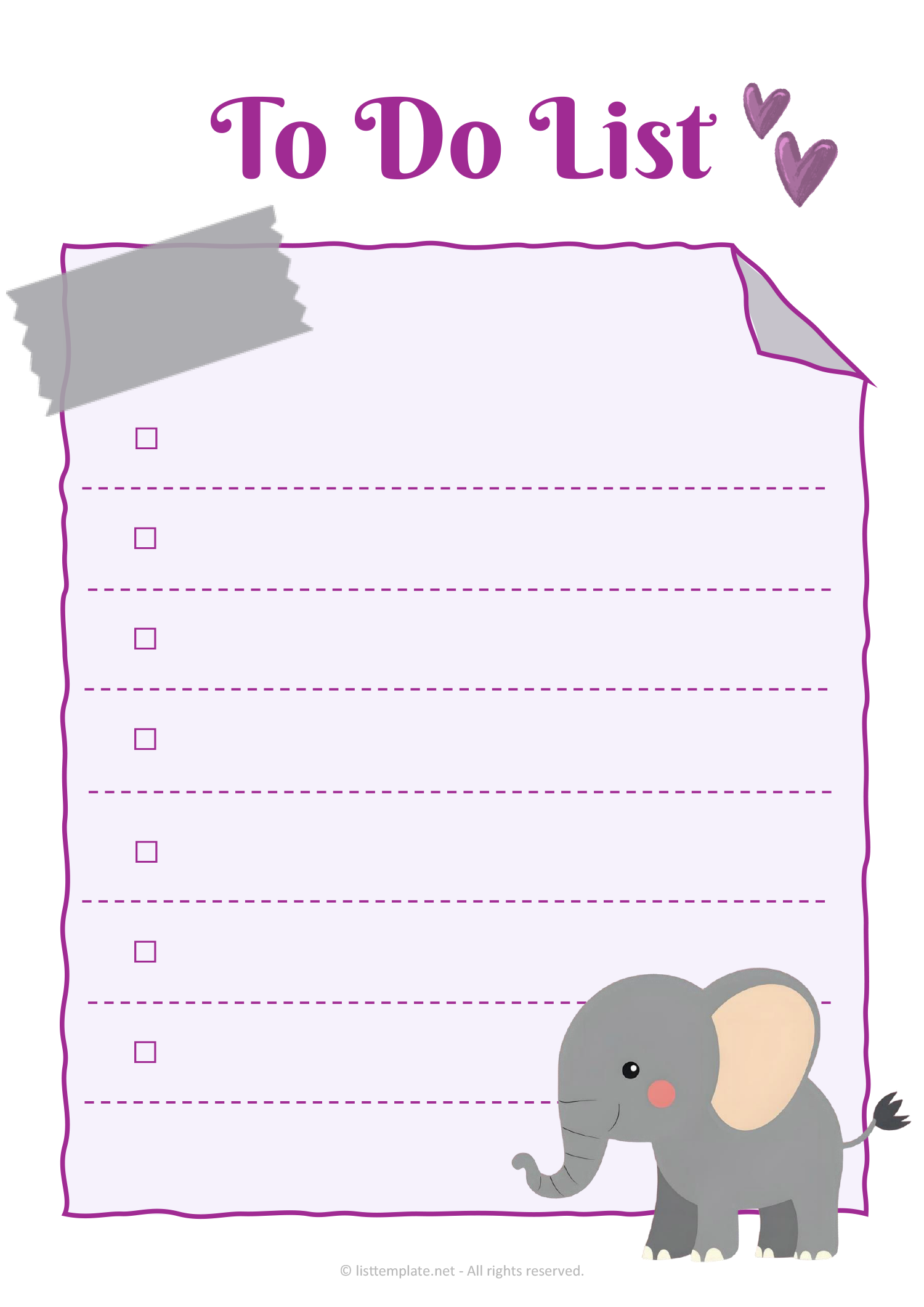 Colorful To Do List for Kids - Word