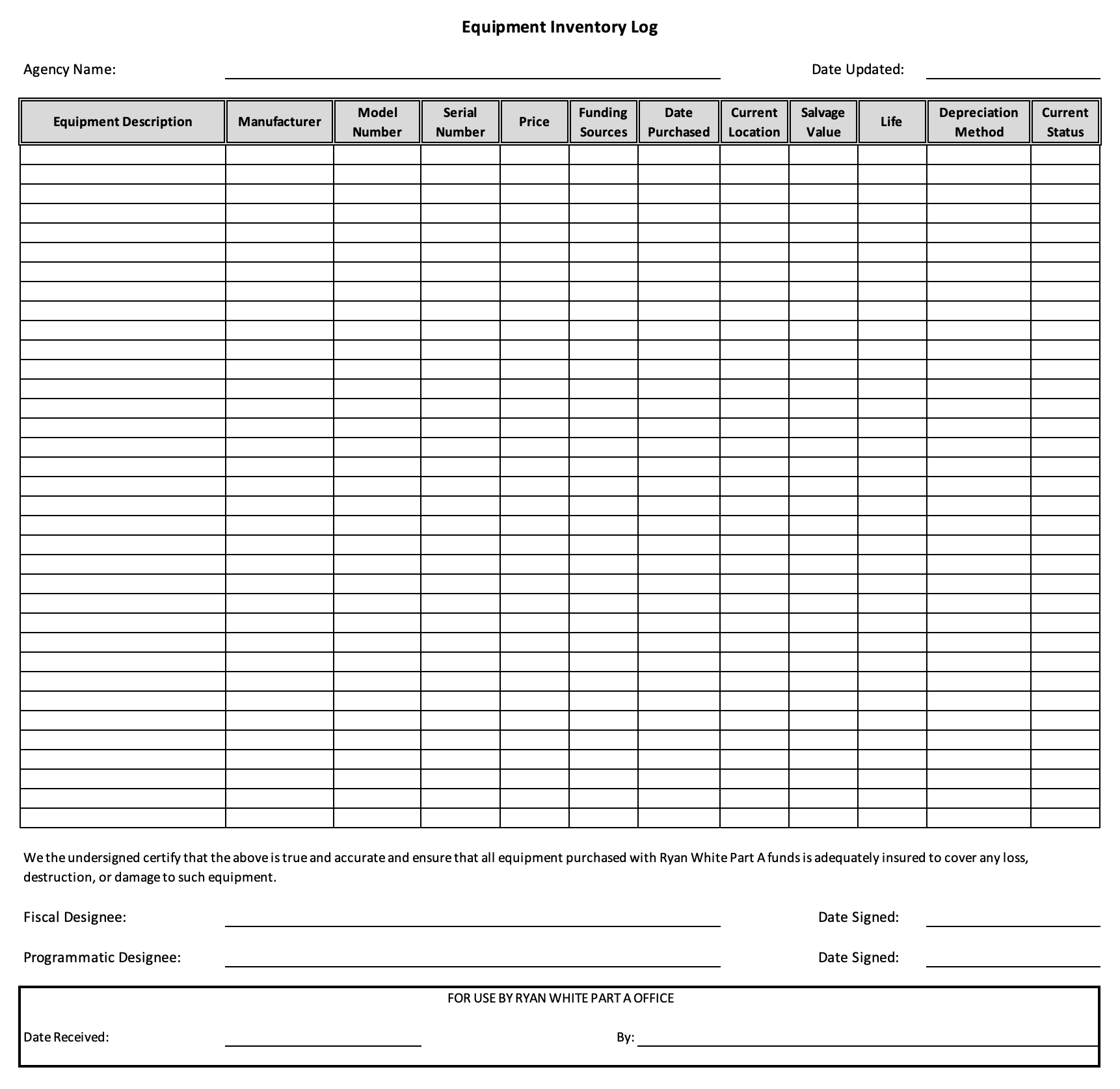 Inventory List Template in Excel