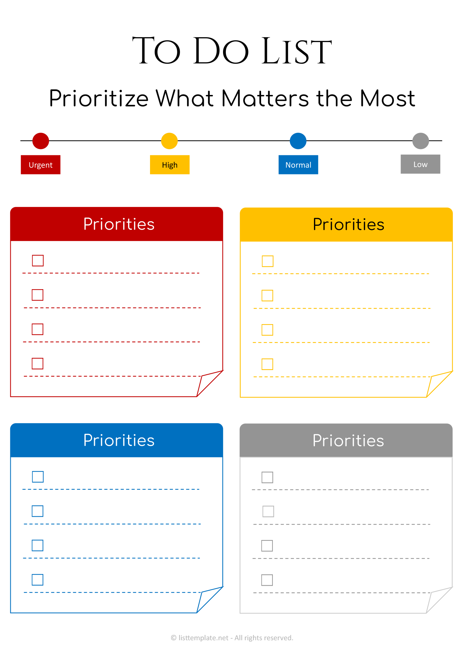 Minimal Modern To Do List (with 4 Priority Sections) - Word
