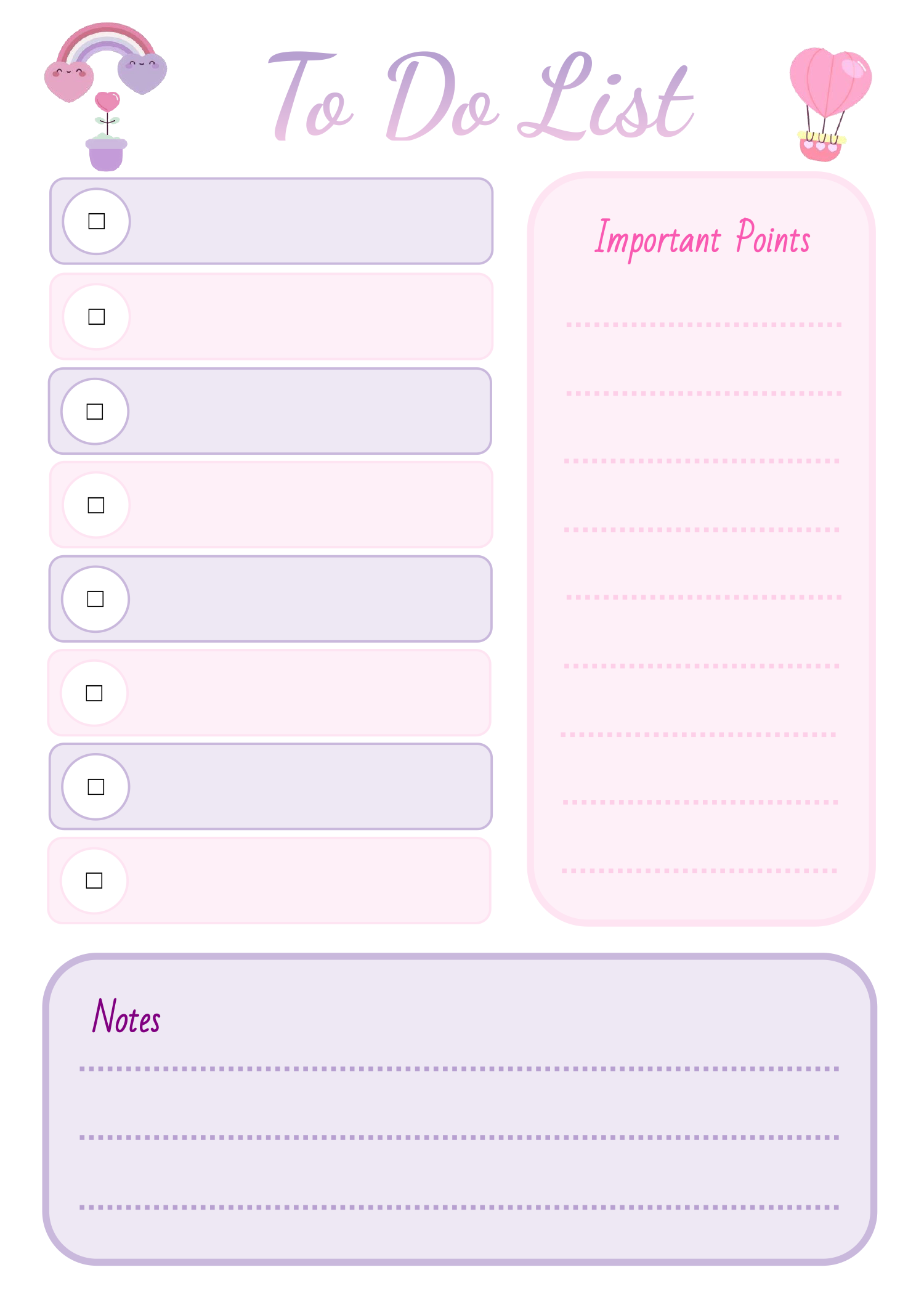 Pink and Purple To Do List Template - Word