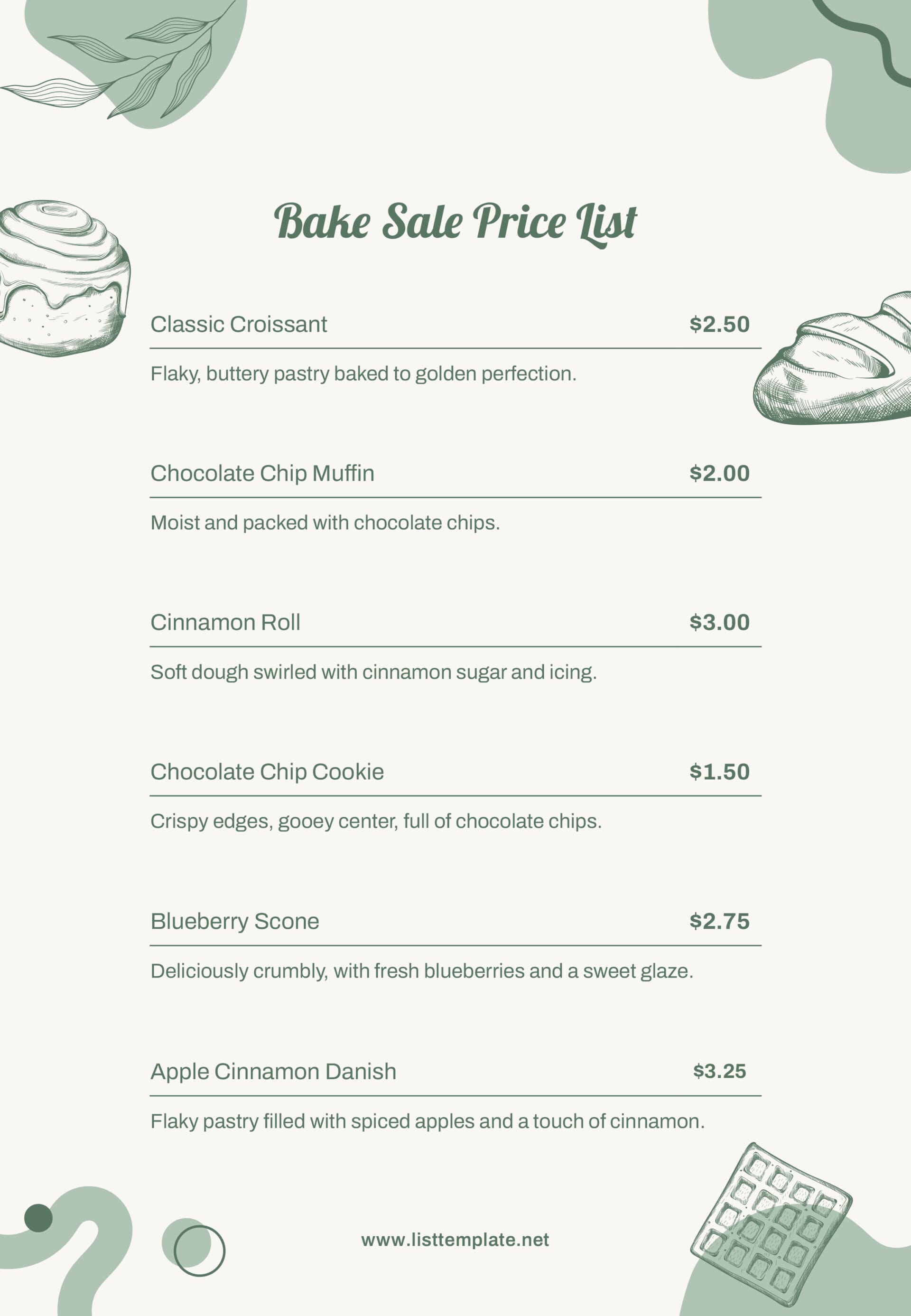 Bake Sale Price List Template - PowerPoint, Google Slides