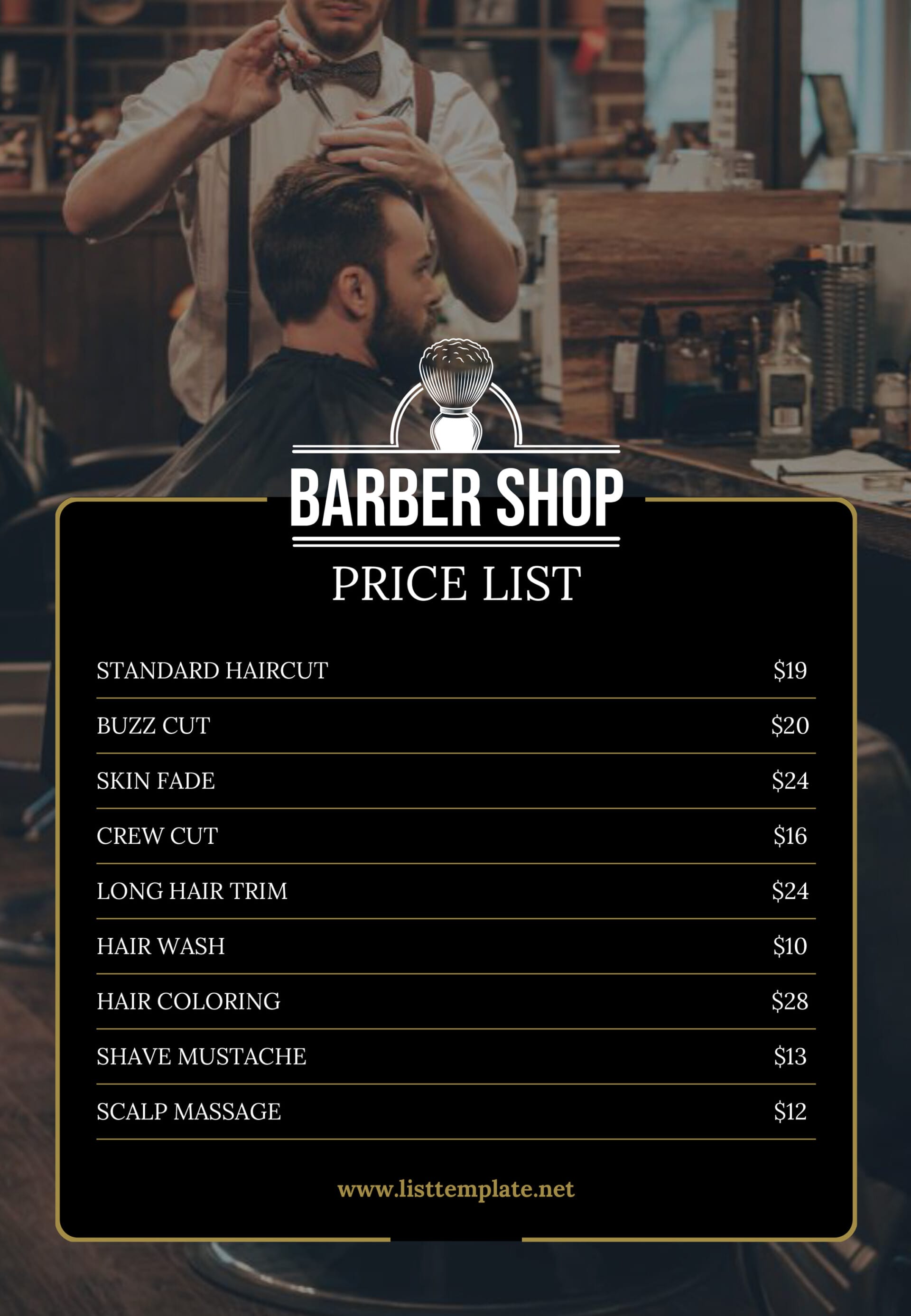 Barber Shop Price List Template - PowerPoint, Google Slides